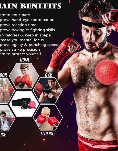 Load image into Gallery viewer, Boxing Reflex Ball Set - Includes 4 Different Balls and 2 Adjustable Headbands, Great for Reflex, Timing, Accuracy, Focus and Hand Eye Coordination Training for Boxing, MMA and Krav Mega
