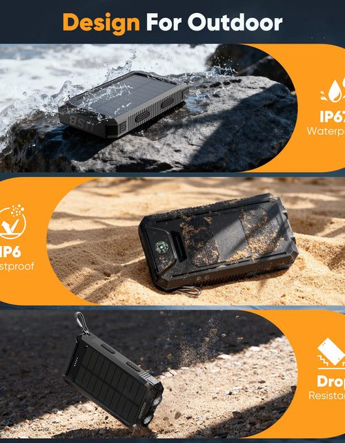 Load image into Gallery viewer, 20000Mah Portable Power Bank Solar Charger for Cell Phone and Android, Solar Phone Chargers with Dual 5V USB Ports and 2 Led Flashlight
