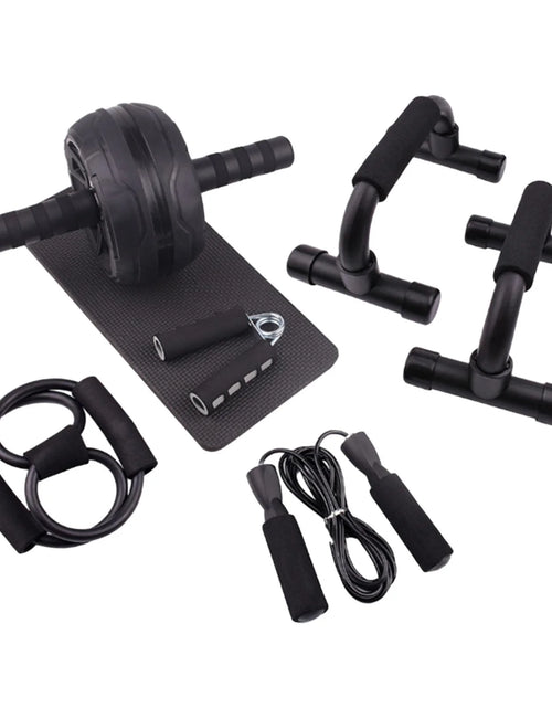 Load image into Gallery viewer, Abs Roller Wheel Indoor Fitness Equipment Set Home Gym Workout Chest Expander Black
