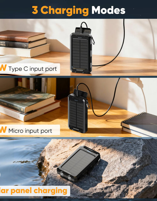 Load image into Gallery viewer, 20000Mah Portable Power Bank Solar Charger for Cell Phone and Android, Solar Phone Chargers with Dual 5V USB Ports and 2 Led Flashlight
