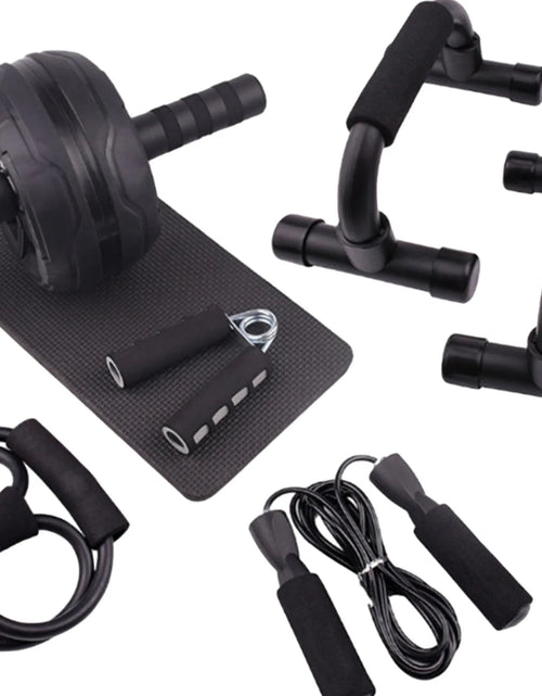Load image into Gallery viewer, Abs Roller Wheel Indoor Fitness Equipment Set Home Gym Workout Chest Expander Black
