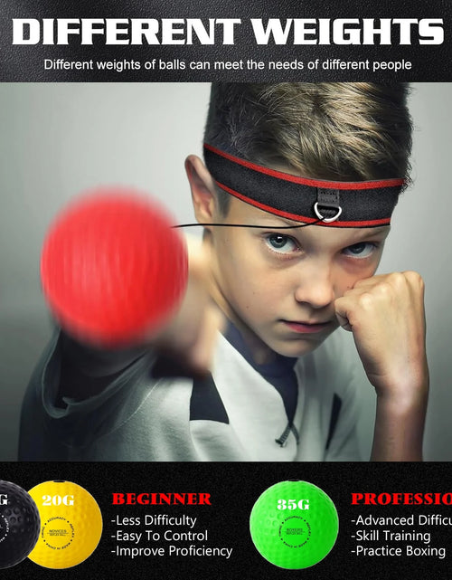 Load image into Gallery viewer, Boxing Reflex Ball Set - Includes 4 Different Balls and 2 Adjustable Headbands, Great for Reflex, Timing, Accuracy, Focus and Hand Eye Coordination Training for Boxing, MMA and Krav Mega
