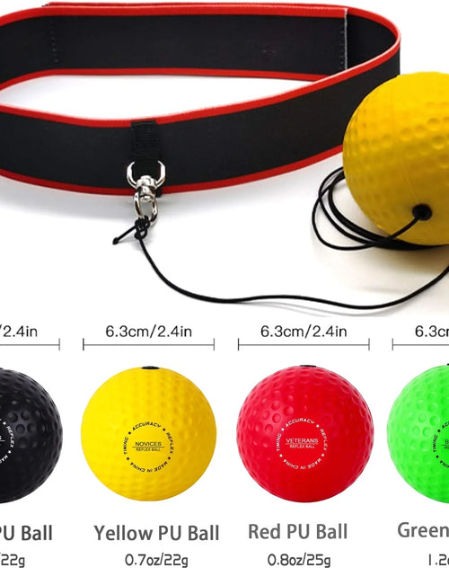 Load image into Gallery viewer, Boxing Reflex Ball Set - Includes 4 Different Balls and 2 Adjustable Headbands, Great for Reflex, Timing, Accuracy, Focus and Hand Eye Coordination Training for Boxing, MMA and Krav Mega
