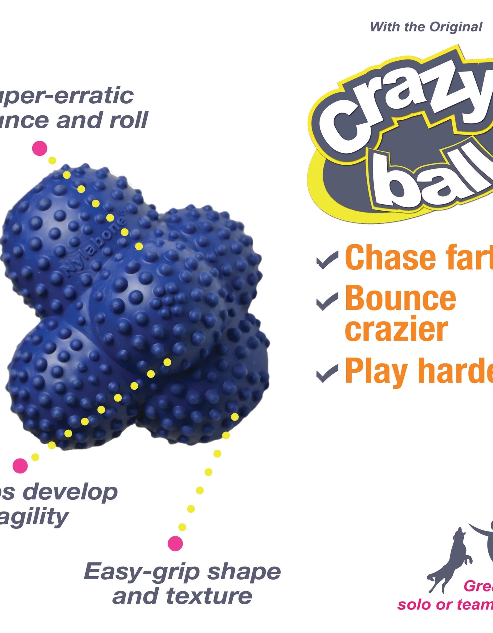 Power Play Crazy-Ball Dog Toy, Dog Balls, Interactive Dog Toys, Large