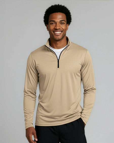 3 Pack: Men'S Dry-Fit Active Quarter Zip Long Sleeve Athletic Performance Pullover (Available in Big & Tall)